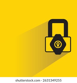 ícone de cadeado com fundo amarelo-sombra