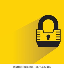 padlock icon with shadow yellow background