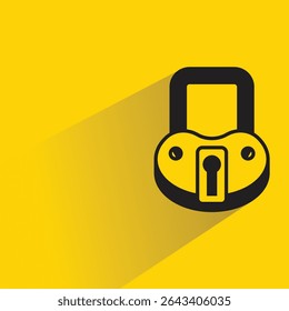 padlock icon with shadow yellow background
