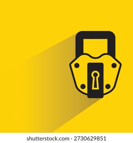 ícone de cadeado com fundo amarelo-sombra