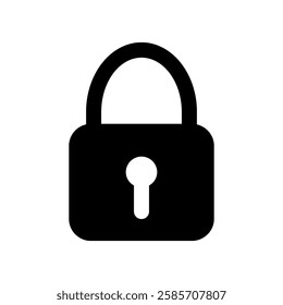 Padlock icon silhouette. Security icon. Lock icon. Black locked padlock icon.
