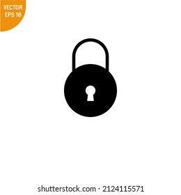 Padlock icon single simple vector illustration, good for all purposes,  Isolated on white background.