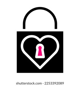 padlock icon solid black pink style valentine vector illustration perfect. Icon sign from modern collection for web. Nice design perfect.