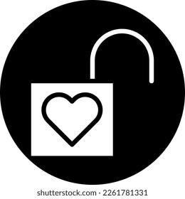 padlock icon solid white style valentine illustration vector element and symbol perfect. Icon sign from modern collection for web.