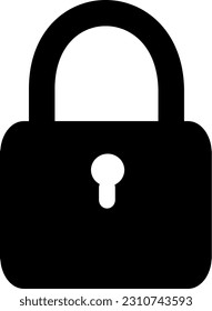 Plantilla de icono de bloqueo. Llave negra aislada sobre fondo blanco. Silueta de Padlock para app, sitio. Icono de acceso privado, acceso limitado. Diseño vectorial reemplazable.