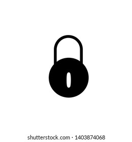 Padlock icon template. Black lock isolated on white background. Silhouette padlock for applications, sites. Private access icon, restricted access. Vector illustration.