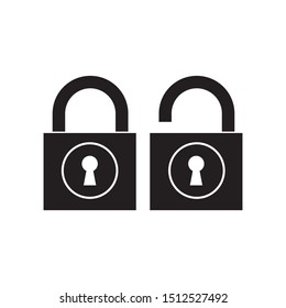 Padlock icon template. Black lock isolated on white background. Vector illustration.