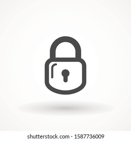 Padlock icon template. Lock icon Silhouette padlock for applications, sites. Private access, restricted access. Security symbol vector sign isolated on white