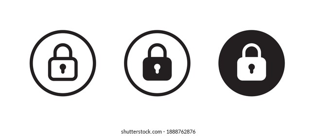 Padlock icon template. Lock icon Silhouette padlock for applications, sites. Private access, restricted access. Security symbol vector sign isolated on white