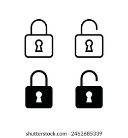 Padlock icon template. Lock icon Silhouette padlock for applications, sites. Private access, restricted access. Security symbol vector sign isolated on white