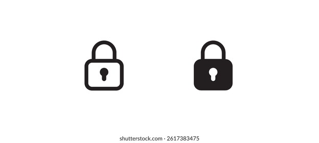 Padlock icon template. Lock icon Silhouette padlock for applications, sites. Private access, restricted access. Security symbol vector sign isolated on white