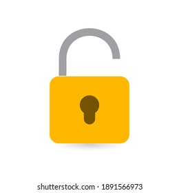 Padlock icon, unlock. Vector flat illustrations.