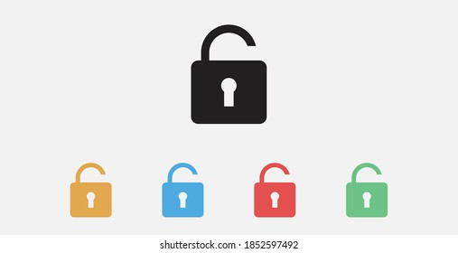 Padlock icon vector illustration design. Unlock icon. Filled icon. Set of colorful flat design icons