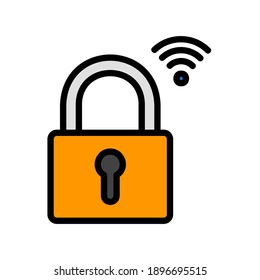 Padlock-Icon in vollem Line-Stil über das Internet von Dingen für jedes Projekt, Verwendung für Website-Mobile-App-Präsentation