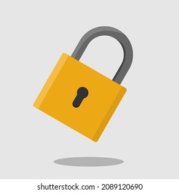 Padlock icon , Vector illustration flat design with shadow