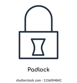 Padlock icon vector isolated on white background. thin symbols or lined elements in outline style