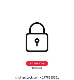 Padlock icon vector. Lock sign