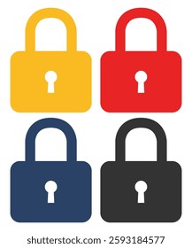 Padlock icon vector set isolated on white background.