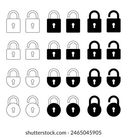 padlock icon. padlock vector. set of padloks. padlock icon isolated on white background