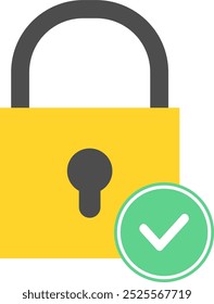 Ícone de cadeado com sinal verificado.