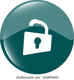 Padlock icon web sign. Rounded button