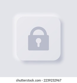 Padlock Icon, White Neumorphism soft UI Design for Web design, Application UI and more, Button, Vector.