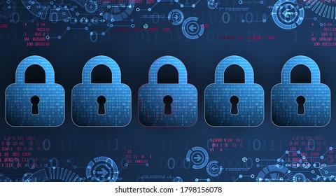 Padlock icon.Ppersonal data security Illustrates cyber data or information privacy idea. Color abstract  internet technology.