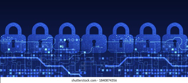 Icono de Padlock.Seguridad de datos personales Ilustra los datos cibernéticos o la idea de privacidad de la información. Tecnología de Internet colorida abstracta.