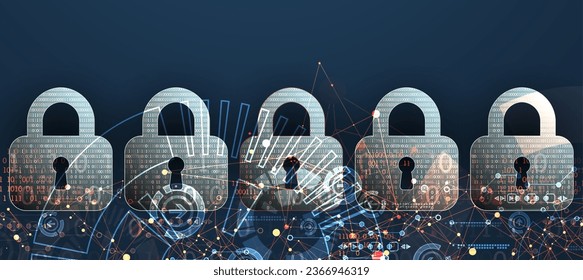 Icono de Padlock.Seguridad de datos personales Ilustra los datos cibernéticos o la idea de privacidad de la información. Tecnología de Internet colorida abstracta.