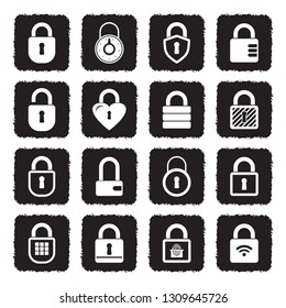 Padlock Icons. Grunge Black Flat Design. Vector Illustration. 