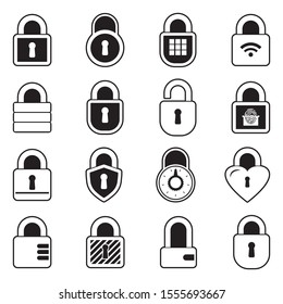 Padlock Icons. Line With Fill Design. Vector Illustration.