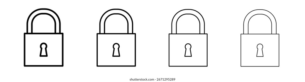Ícones de cadeado. traçados de linha ícones simples