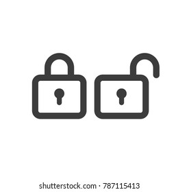 Padlock icons, lock and unlock, security symbols