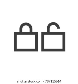 Padlock icons, lock and unlock, security symbols