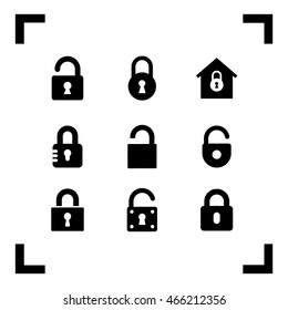 Padlock icons. Locked sign. Black elements design.