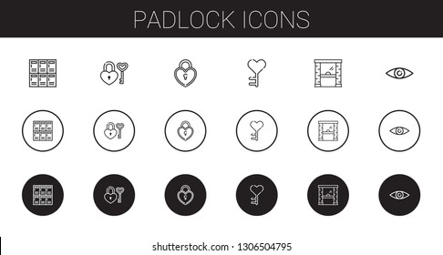padlock icons set. Collection of padlock with lockers, key, access, security. Editable and scalable padlock icons.