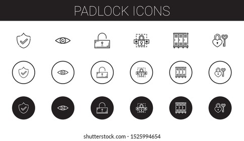padlock icons set. Collection of padlock with security, unlocked, password, lockers. Editable and scalable padlock icons.