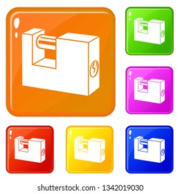 Padlock icons set collection vector 6 color isolated on white background
