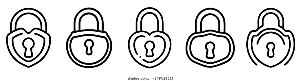 Conjunto de iconos de candado. Iconos de candado dibujados. Concepto de seguridad y protección. Ilustración vectorial