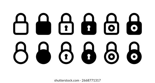 Padlock Icons Set. Lock and Unlock Symbols