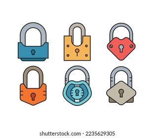 icono de candado conjunto de ilustraciones vectoriales
