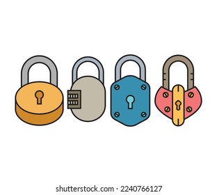 padlock icons set vector illustration