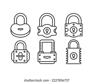 padlock icons set vector line illustration