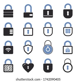 Padlock Icons. Two Tone Flat Design. Vector Illustration.