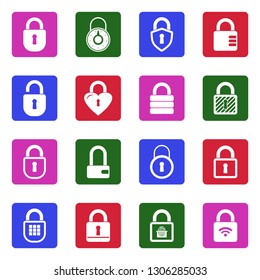 Padlock Icons. White Flat Design In Square. Vector Illustration. 