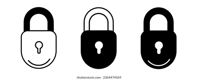 Padlock illustration. Padlock icon vector set. Design for business. Stock vector.