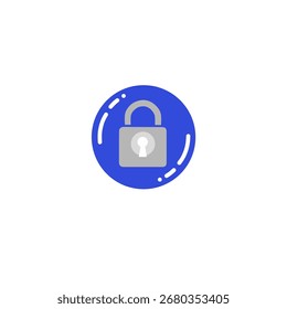 cadeado dentro de um círculo azul. Conceito de segurança, privacidade, proteção de dados, segurança e controle de acesso.