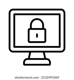 Padlock inside monitor denoting concept icon of computer security