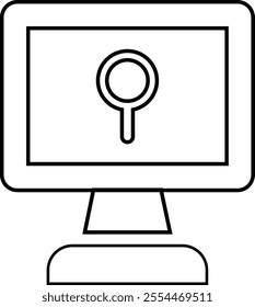 Padlock inside monitor denoting concept icon of computer security