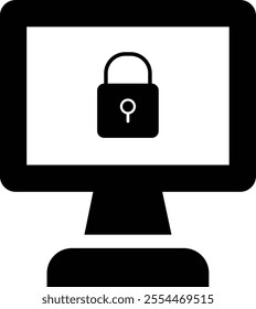 Padlock inside monitor denoting concept icon of computer security